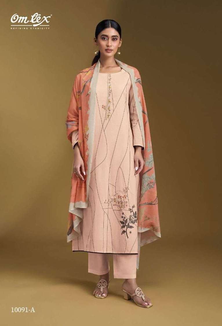 SANDHYA SERIES 10091 BY OMTEX DESIGNER DIGITAL PRINTED AND EMBROIDERY WORK LAWN COTTON SUITS ARE AVAILABLE AT WHOLESALE PRICE