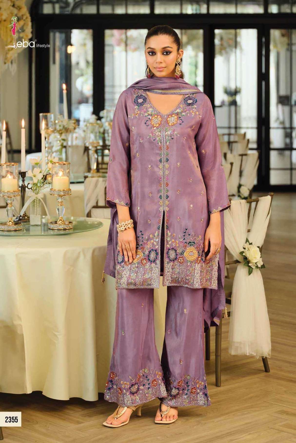 SANVI SERIES 2355 TO 2357 BY EBA DESIGNER BEADS WORK SHIMMER SILK READYMADE SUITS ARE AVAILABLE AT WHOLESALE PRICE