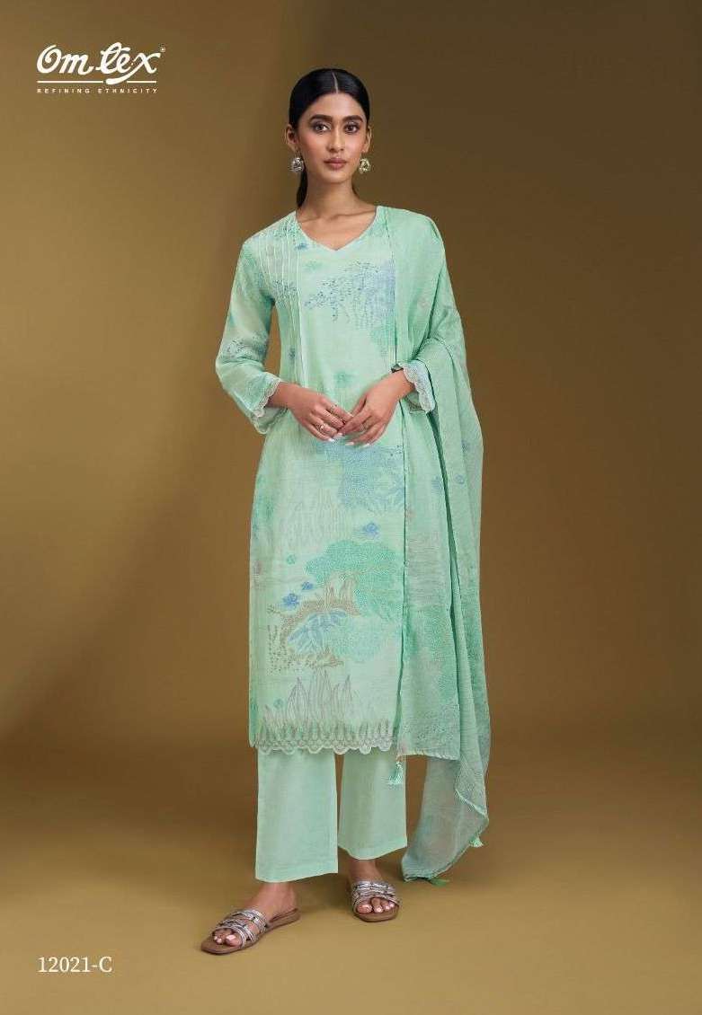 SRUTIKA SERIES 12021 BY OMTEX DESIGNER DIGITAL PRINTED AND EMBROIDERY WORK MUL CHANDERI SILK SUITS ARE AVAILABLE AT WHOLESALE PRICE