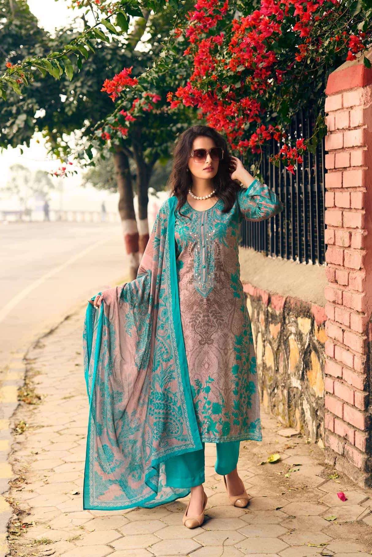 SUKOON SERIES 3301 TO 3304 BY KESAR DESIGNER DIGITAL PRINTED AND AARI HAND WORK VISCOSE MUSLIN SUITS ARE AVAILABLE AT WHOLESALE PRICE