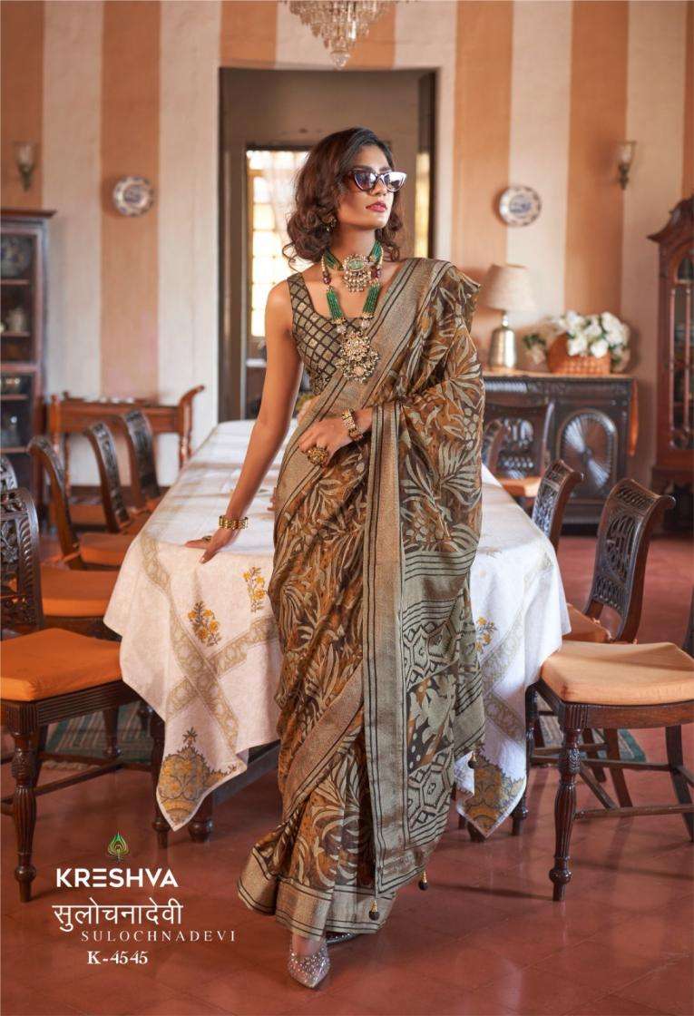 SULOCHNADEVI SERIES 4545 TO 4548 SAREE B Y KRESHVA DESIGNER GEORGETTE SAREES ARE AVAILABLE AT WHOLESALE PRICE