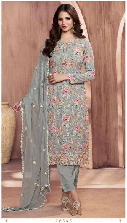 SUMMEDHA SERIES 78541 TO 78545 BY KULEESH VINAY DESIGNER DIGITAL PRINTED FLORAL EMBROIDERY WORK GEORGETTE SUITS ARE AVAILABLE AT WHOLESALE PRICE