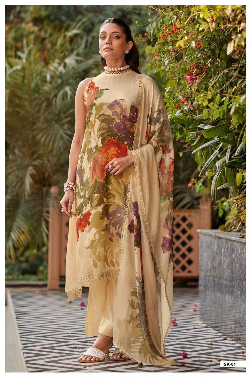 SUMMER KISS SERIES 01 TO 02 BY VARSHA DESIGNER DIGITAL PRINTED WITH EMBROIDERY AND HAND WORK VISCOSE CHINON CHIFFONE SUITS ARE AVAILABLE AT WHOLESALE PRICE