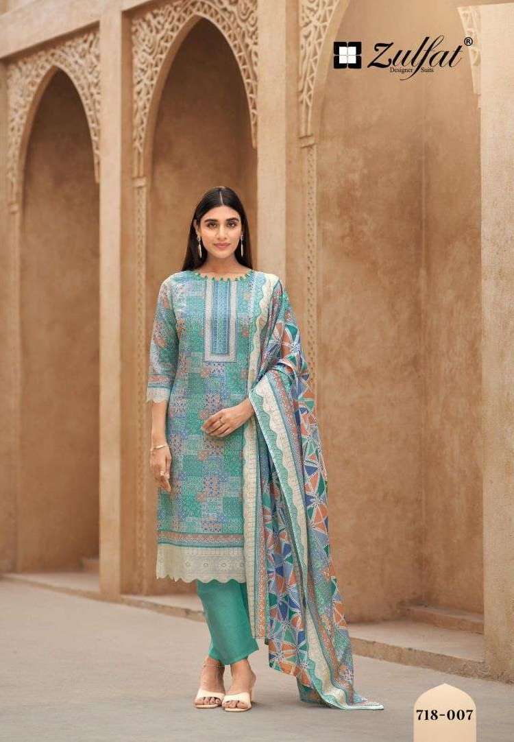 TANAIRA SERIES 718 BY ZULFAT DESIGNER PRINTED COTTON SUITS ARE AVAILABLE AT WHOLESALE PRICE