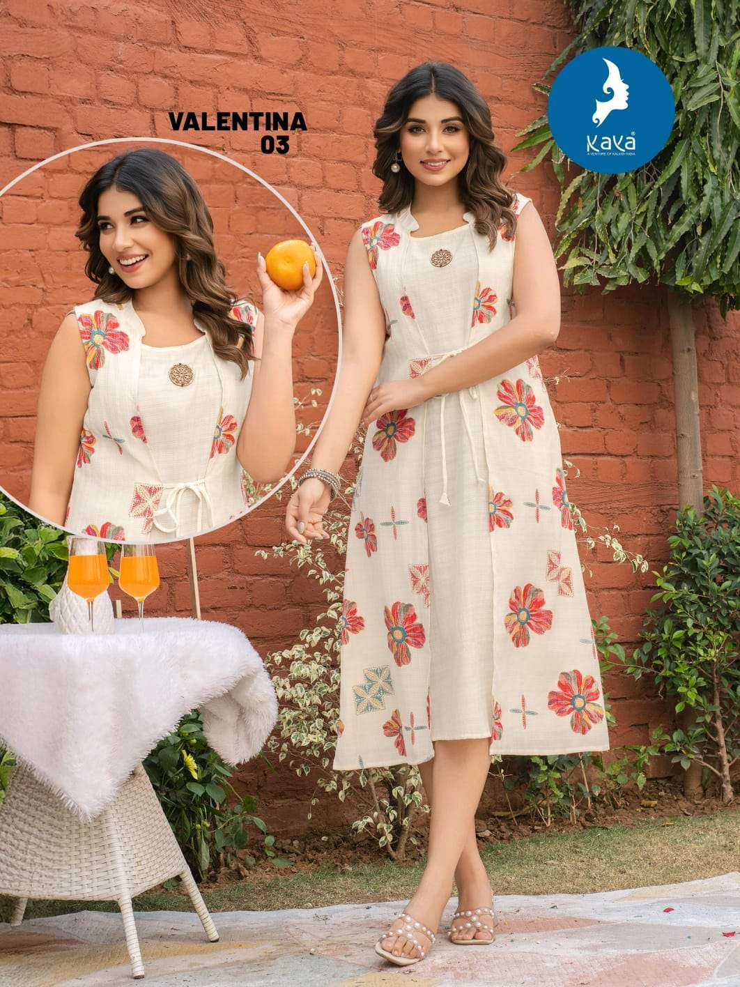 VALENTINA SERIES 01 TO 06 KURTI BY KAYA DESIGNER PRINTED BERLIN SILK KURTIS ARE AVAILABLE AT WHOLESALE PRICE