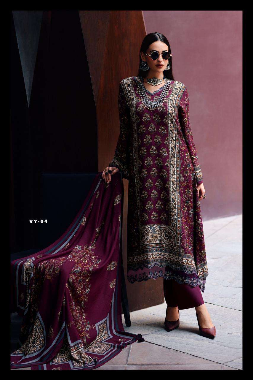 VOYAGE SERIES 01 TO 04 BY VARSHA DESIGNER DIGITAL PRINTED AND EMBROIDERY WORK VISCOSE PASHMINA SUITS ARE AVAILABLE AT WHOLESALE PRICE