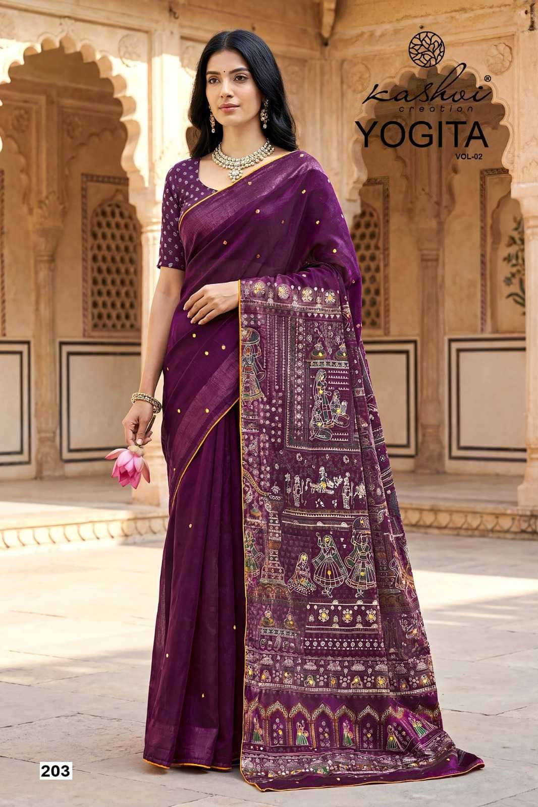 YOGITA VOL-2 SERIES 201 TO 206 SAREE BY LT DESIGNER FOIL PRINTED SATIN SAREES ARE AVAILABLE AT WHOLESALE PRICE