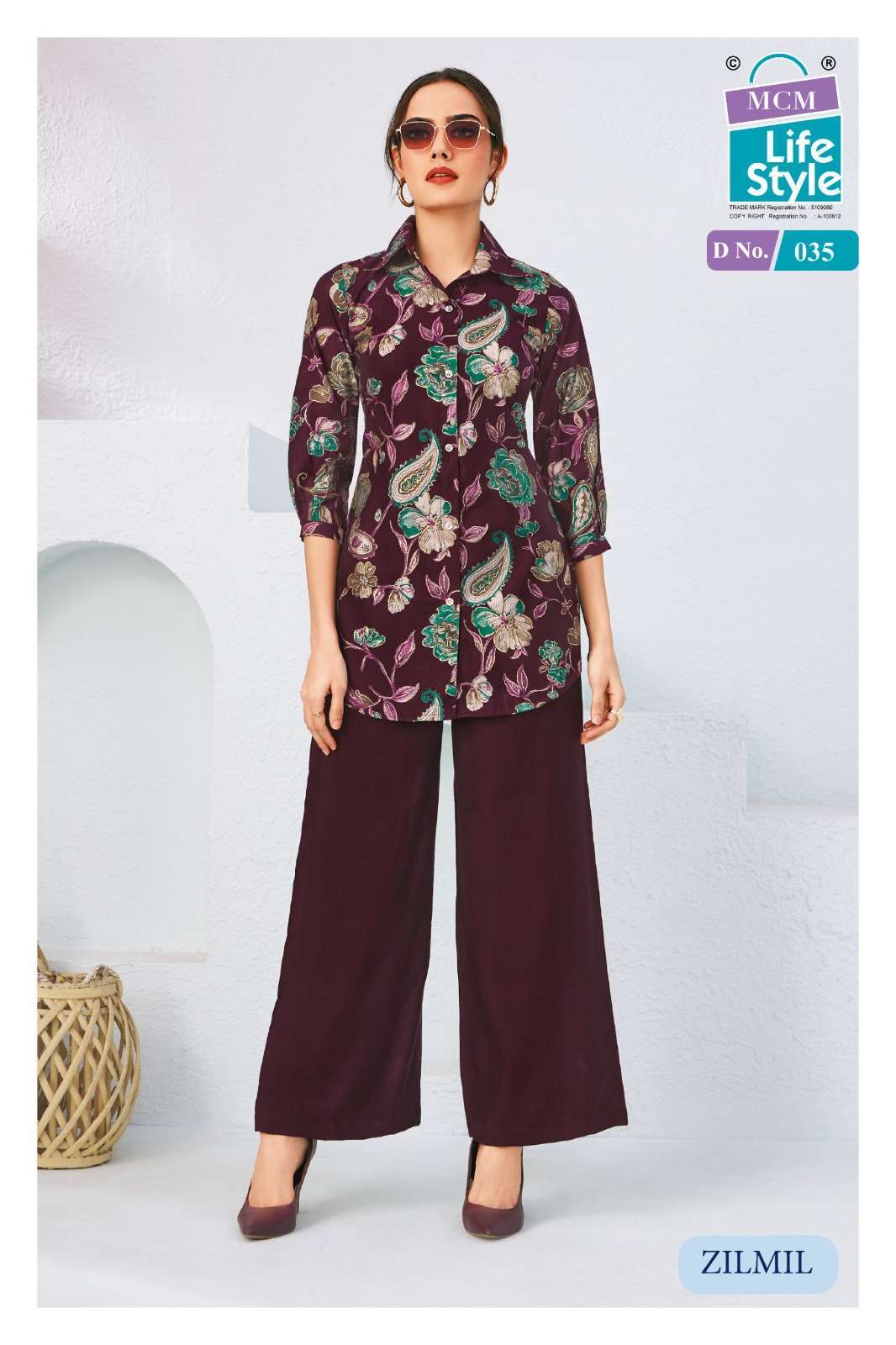 ZILMIL VOL-2 SERIES 027 TO 036 BY MCM DESIGNER DISCHARGE AND FOIL PRINTED VATICAN TOP WITH PLAZZO ARE AVAILABLE AT WHOLESALE PRICE