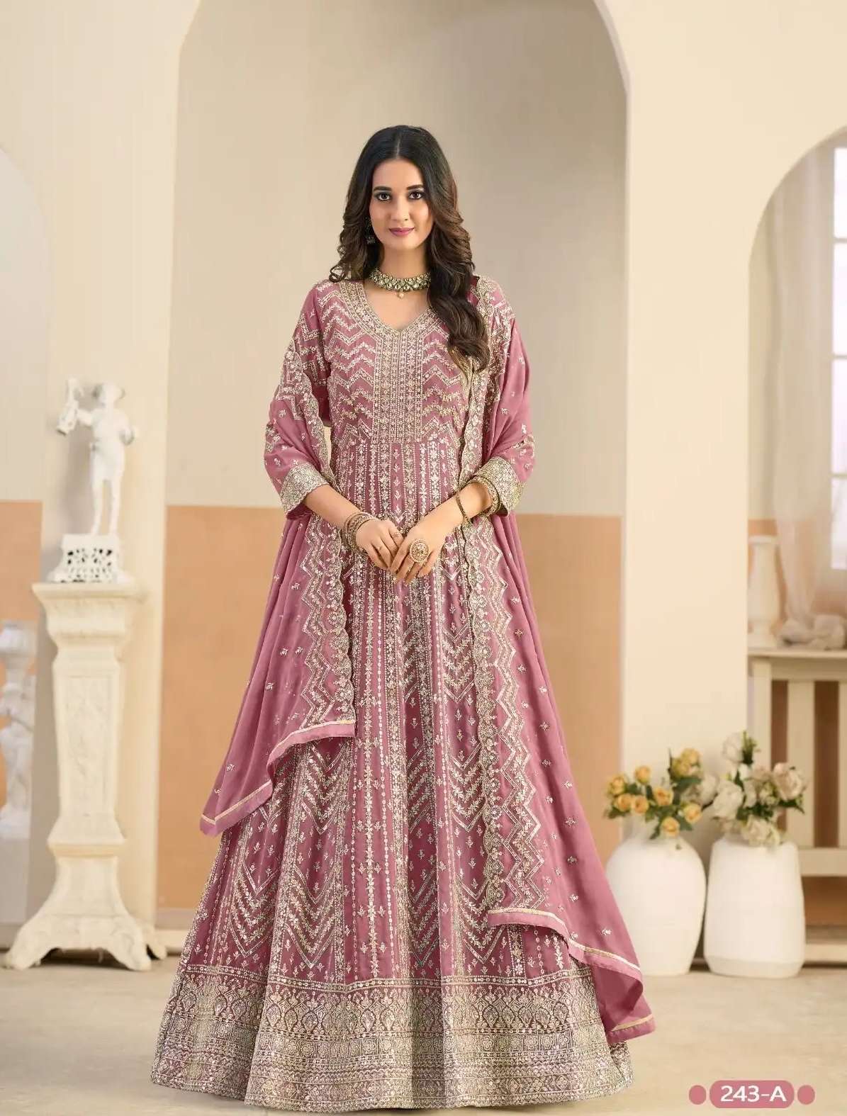 AANAYA VOL-243 SERIES 243 BY DANI DESIGNER HEAVY WORK FAUX GEORGETTE SUITS ARE AVAILABLE AT WHOLESALE PRICE