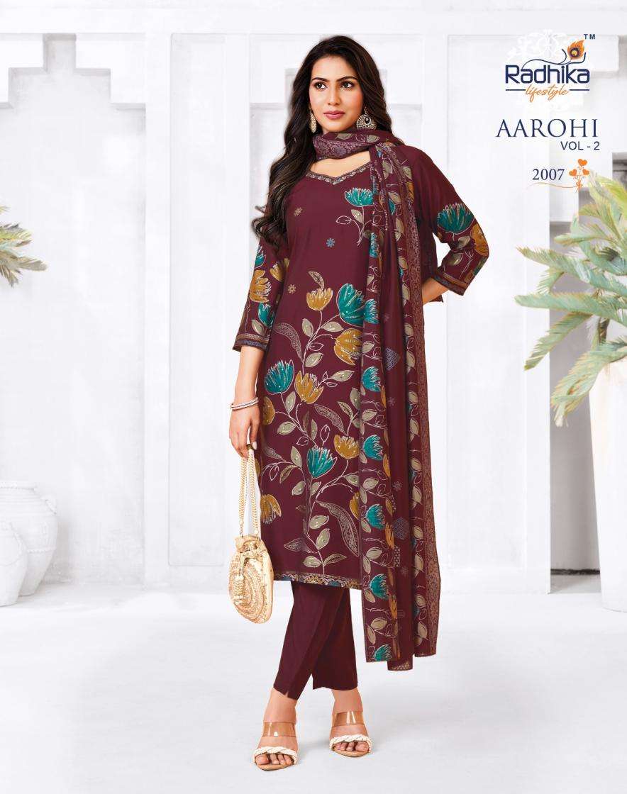 AAROHI VOL-2 SERIES 2001 TO 2008 BY RADHIKA LIFESTYLE DESIGNER DISCHARGE PRINTED AND HAND WORK MODAL KUIRTI WITH BOTTOM AND DUPATTA ARE AVAILABLE AT WHOLESALE PRICE