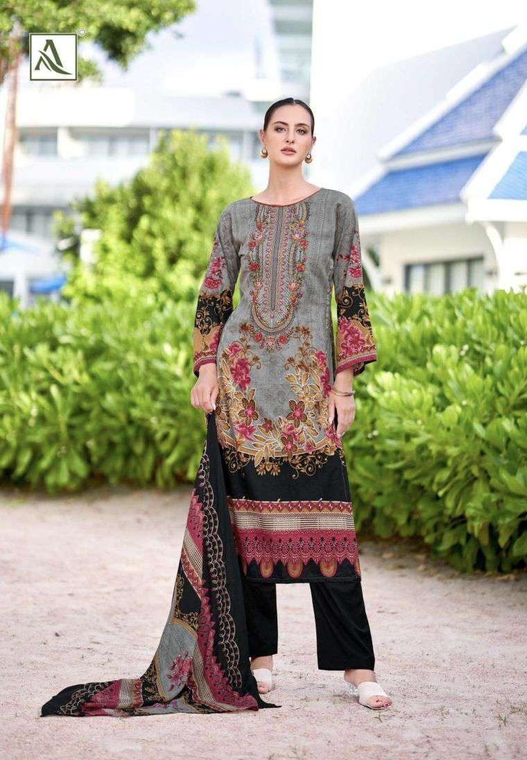 ALFAAZ SERIES 2066 BY ALOK SUITS DESIGNER PRINTED AND EMBROIDERY WORK CAMBRIC COTTON SUITS ARE AVAILABLE AT WHOLESALE PRICE 