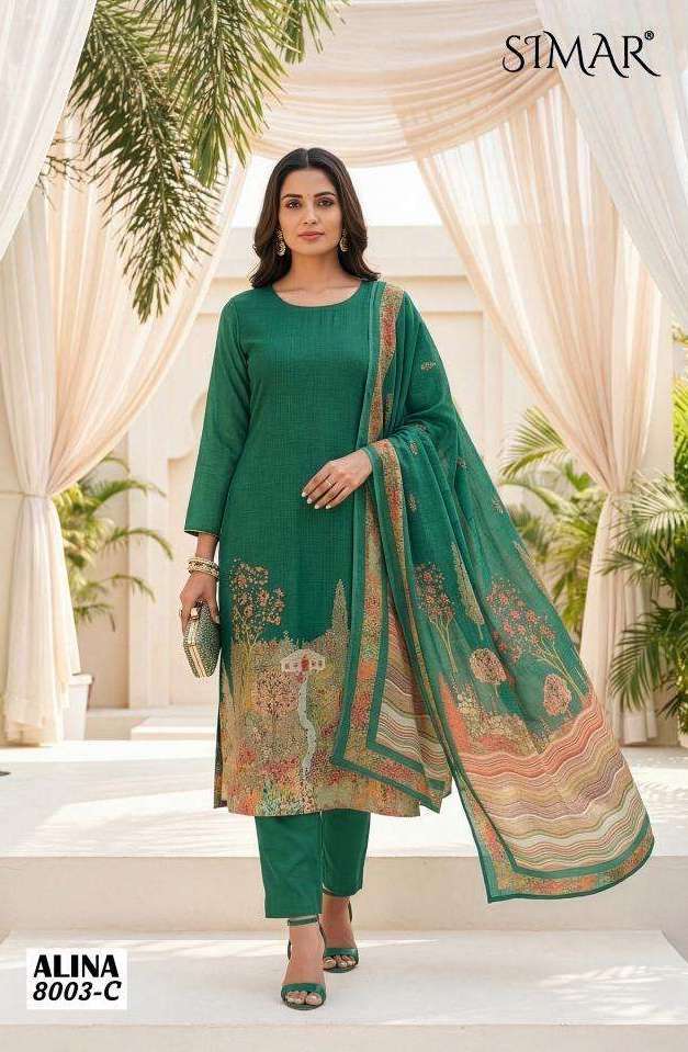 ALINA SERIES 8003 BY SIMAR DESIGNER DIGITAL PRINTED AND HAND WORK LAWN COTTON SUITS ARE AVAILABLE AT WHOLESALE PRICE