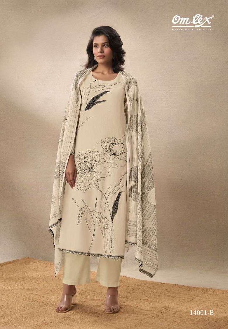 AMUDHA SERIES 14001 BY OMTEX DESIGNER DIGITAL PRINTED AND EMBROIDERY WORK MUL CHANDERI SUITS ARE AVAILABLE AT WHOLESALE PRICE