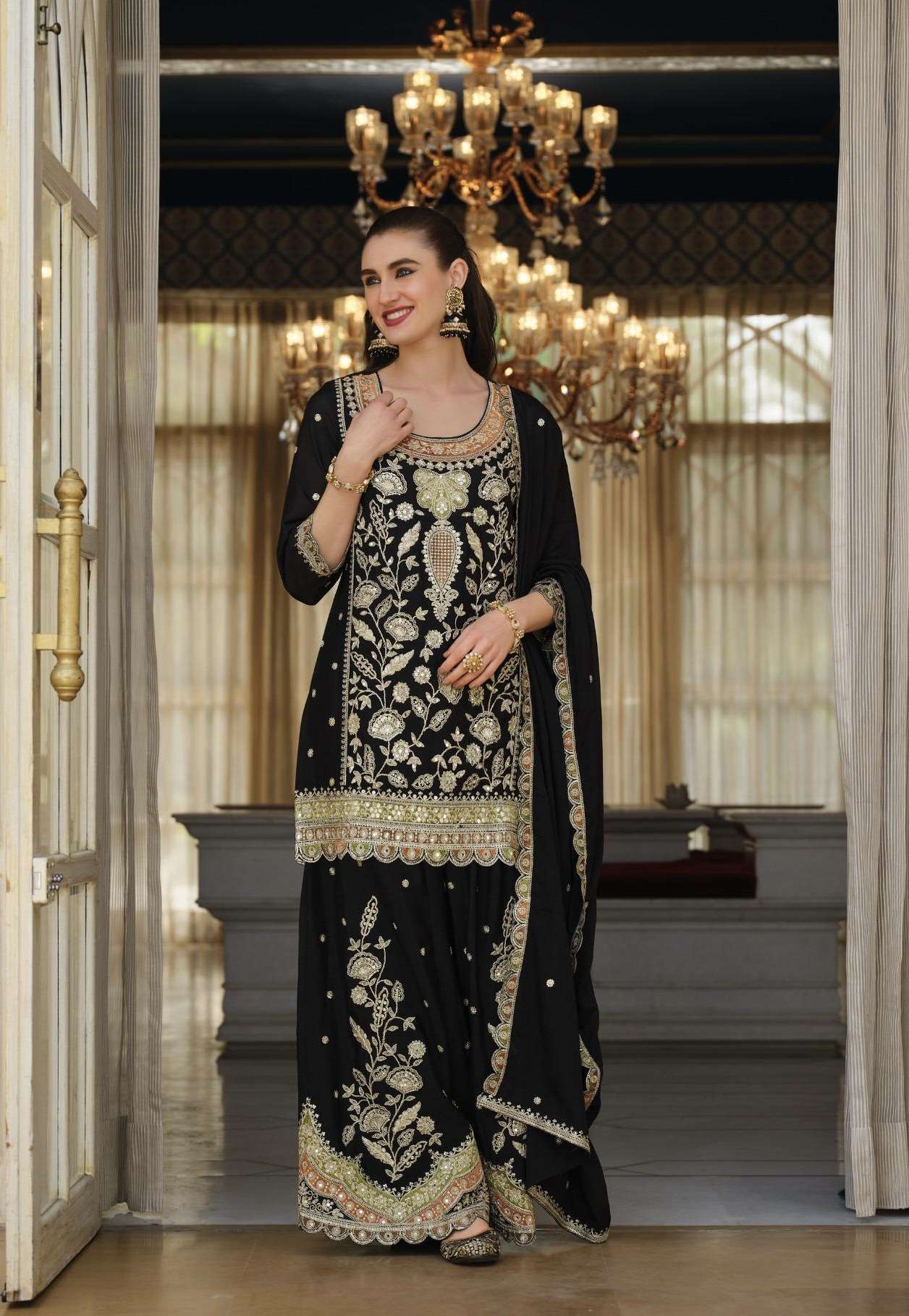 ANOKHI BLACK & WHITE SERIES 2418 TO 2419 BY EBA DESIGNER EMBROIDERY WORK CHINON READYMADE SUITS ARE AVAILABLE AT WHOLESALE PRICE