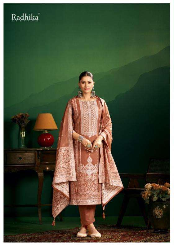 BANARASI ADHA VOL-11 SERIES 100001 TO 100006 BY AZARA RADHIKA DESIGNER WITH WORK COTTON JACQUARD SUITS ARE AVAILABLE AT WHOLESALE PRICE