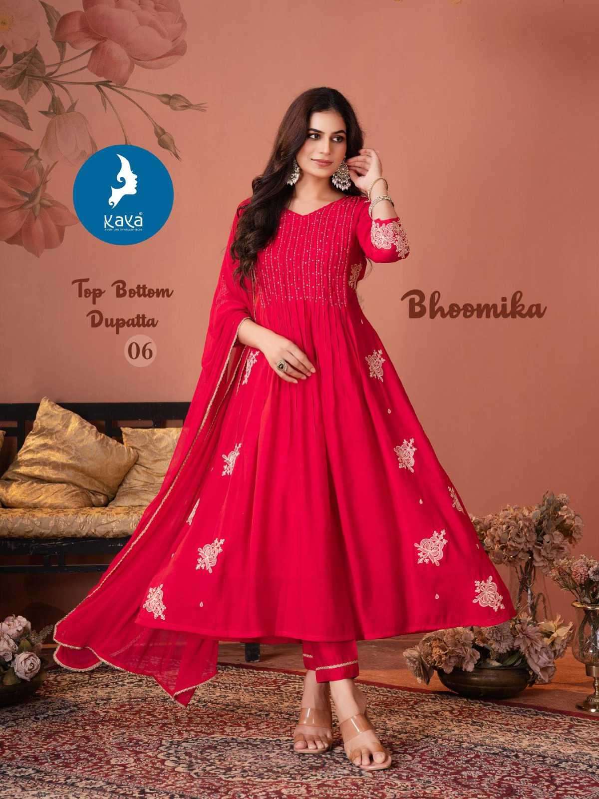 BHOOMIKA SERIES 01 TO 06 BY KAYA DESIGNER WORK MUL CHANDERI ANARKALI KURTI WITH BOTTOM AND DUPATTA ARE AVAILABLE AT WHOLESALE PRICE 