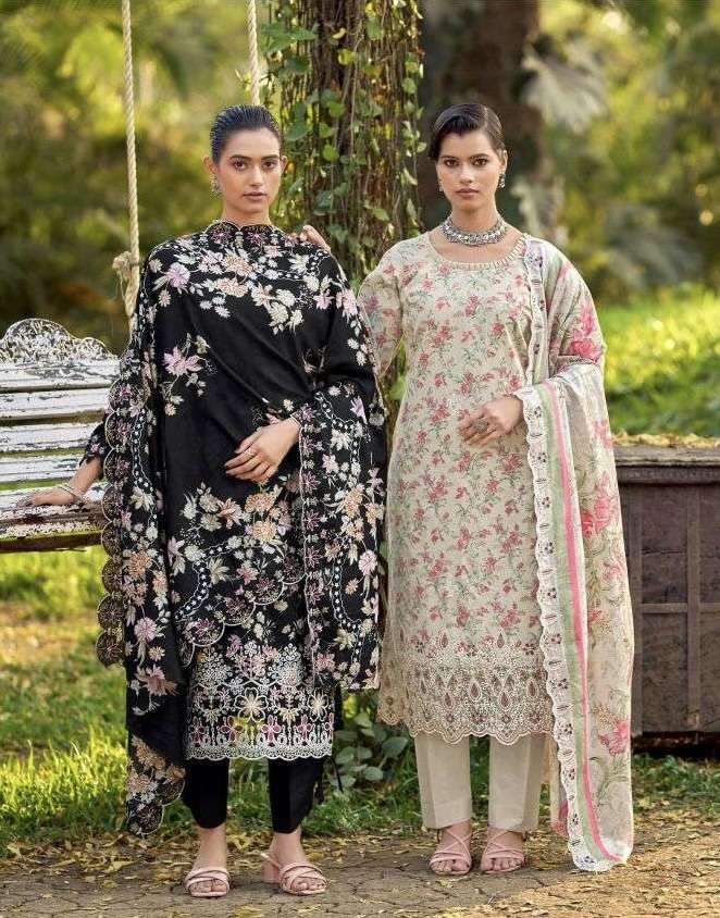 CHIKANKARI SERIES 1001 TO 1006 BY LEVISHA DESIGNER PRINTED AND WORK LAWN COTTON SUITS ARE AVAILABLE AT WHOLESALE PRICE 