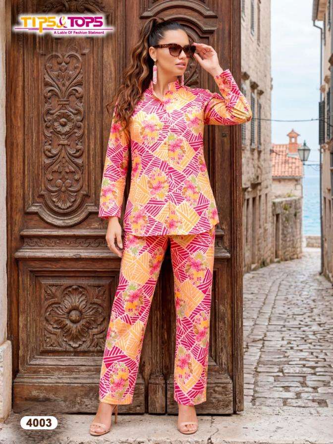 COTTON TRENDS VOL-4 SERIES 4001 TO 4006 BY TIPS & TOPS DESIGNER PRINTED COTTON CO ORD SETS ARE AVAILABLE AT WHOLESALE PRICE