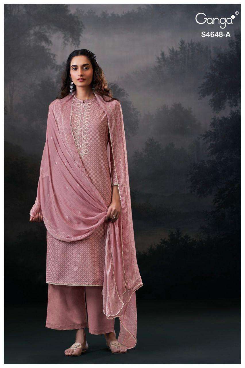 DVIRA SERIES 4648 BY GANGA DESIGNER COTTON PRINTED AND EMBROIDERY WORK SUITS ARE AVAILABLE AT WHOLESALE PRICE