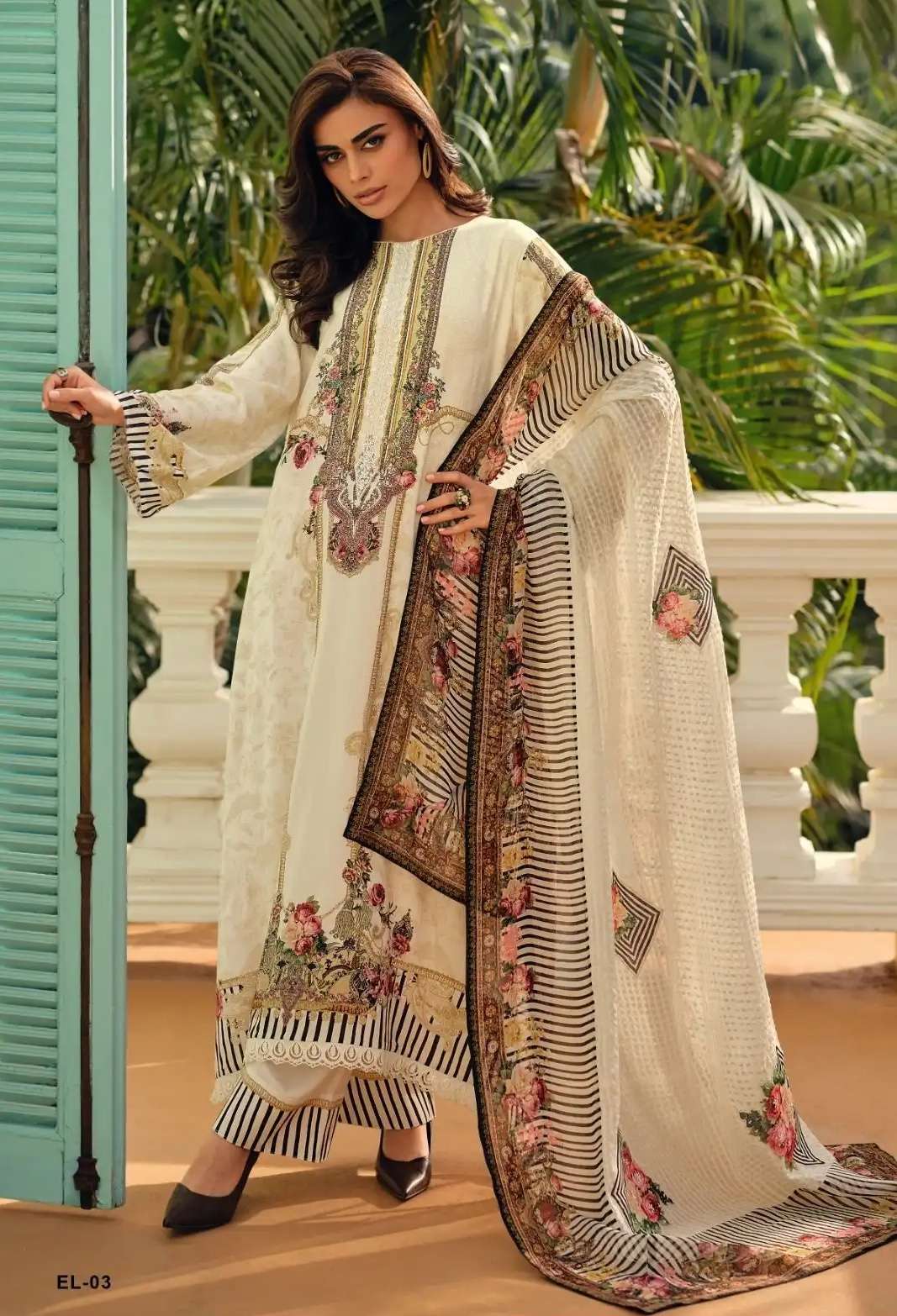 ELENA VOL-11 SERIES 01 TO 03 BY VARSHA DESIGNER VISCOSE MUSLIN DIGITAL PRINTED WITH EMBROIDERY AND HAND WORK SUITS ARE AVAILABLE AT WHOLESALE PRICE