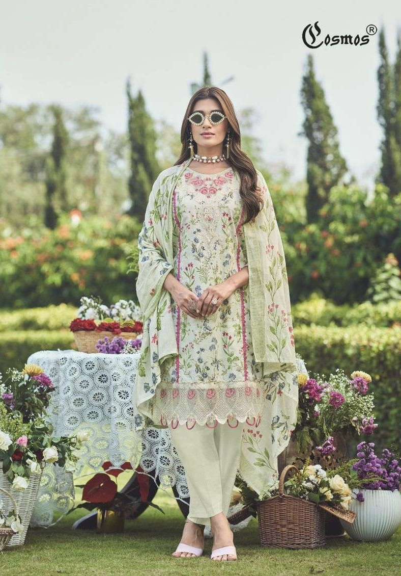 FLORAL LAWN VOL-1 SERIES 1001 TO 1006 COSMOS DESIGNER PRINTED AND WORK LAWN COTTON SUITS ARE AVAILABLE AT WHOLESALE PRICE 