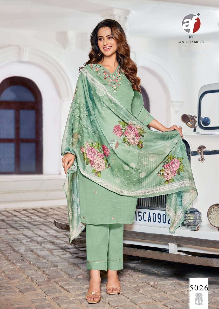 GAZAL VOL-6 SERIES 5021 TO 5026 BY ANJU FABRICS DESIGNER KNOTE WORK VISCOSE TOP WITH BOTTOM AND DUPATTA ARE AVAILABLE AT WHOLESALE PRICE 