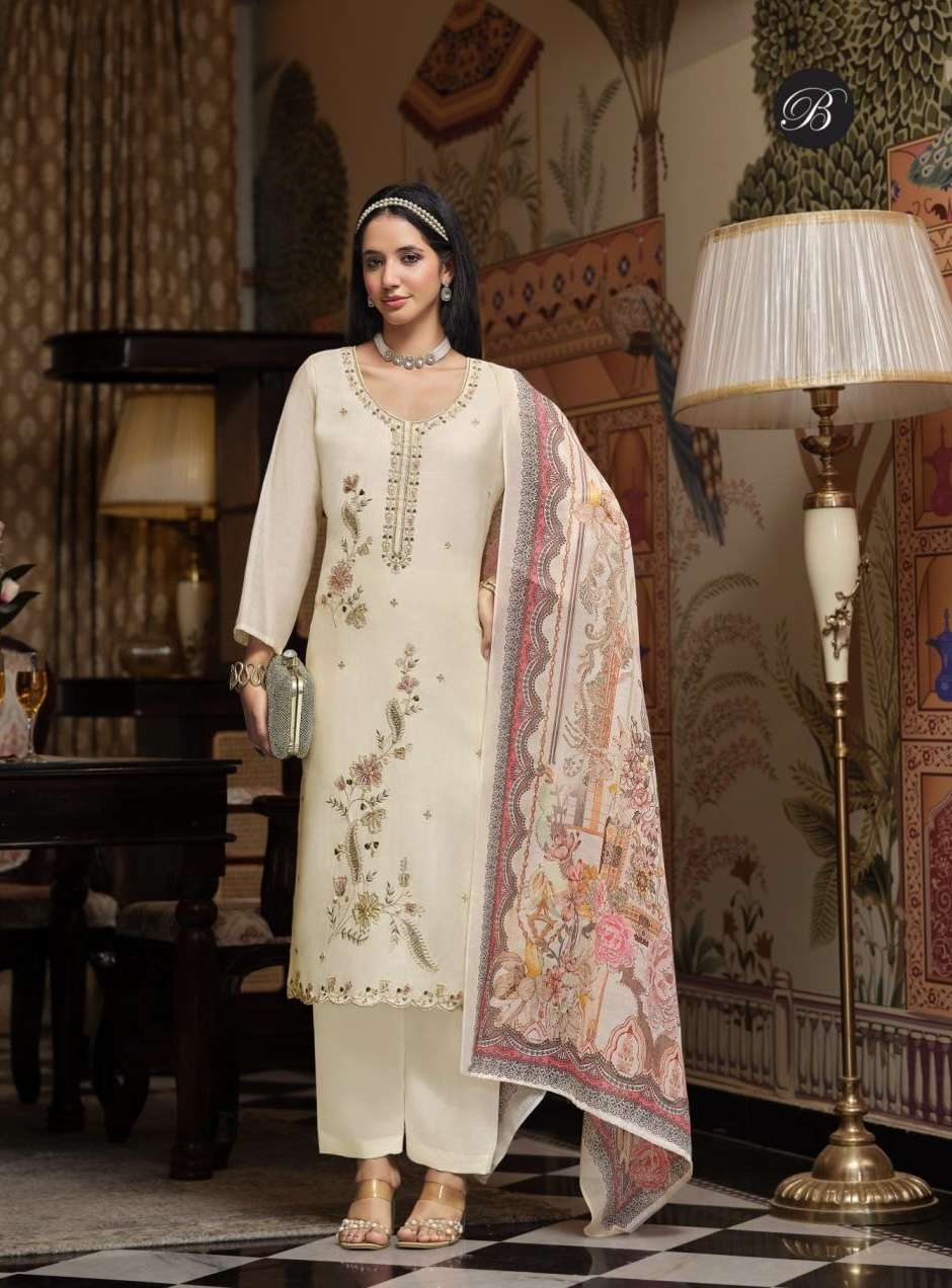GULFAM SERIES 959 BY BELLIZA DESIGNER EMBROIDERY WORK MODAL MUSLIN SUITS ARE AVAILABLE AT WHOLESALE PRICE 