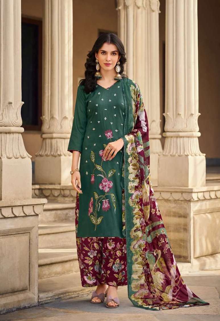 GULKAYRA VOL-2 SERIES 861 BY BELLIZA DESIGNER EMBROIDERY WORK ZAM SUITS ARE AVAILABLE AT WHOLESALE PRICE