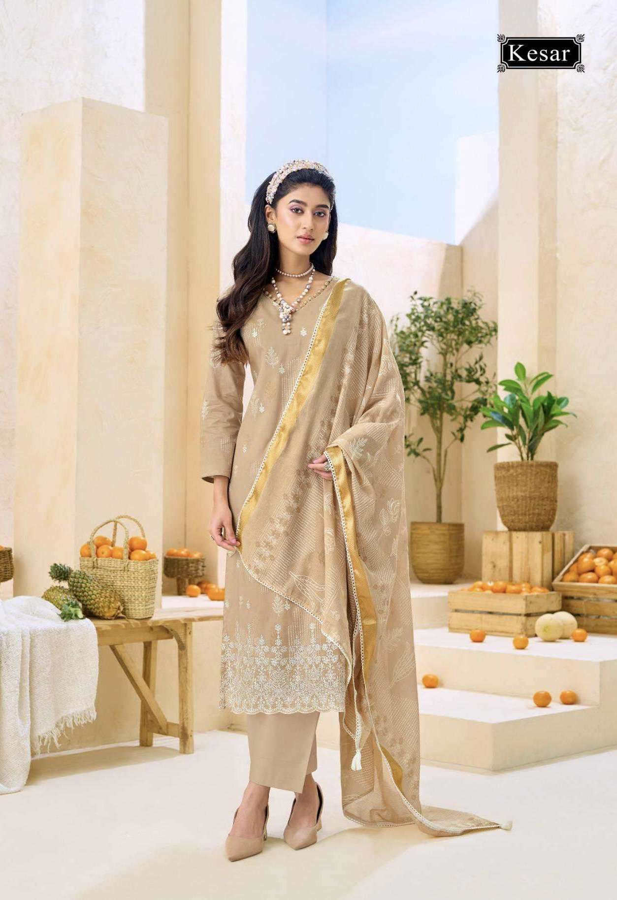 IBADAT SERIES 3001 TO 3006 BY KESAR DESIGNER PRINTED AND EMBROIDERY WORK COTTON SUITS ARE AVAILABLE AT WHOLESALE PRICE 