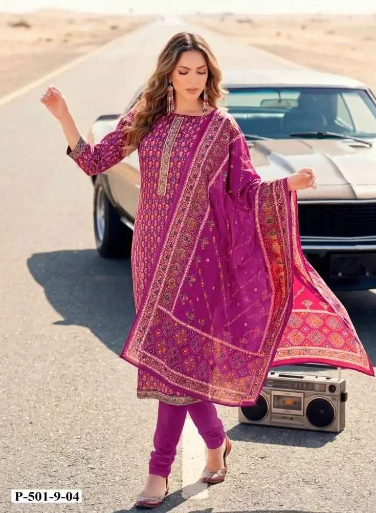 IVORY SERIES 501 BY ALOK SUITS DESIGNER ZAM EMBROIDERY WORK AND PRINTED SUITS ARE AVAILABLE AT WHOLESALE PRICE