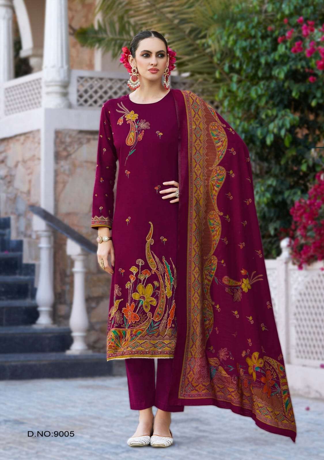 KAARA ADVANCE VOL-9 SERIES 9001 TO 9006 BY SURYAJYOTI DESIGNER PRINTED AND WORK JAM SATIN SUITS ARE AVAILABLE AT WHOLESALE PRICE