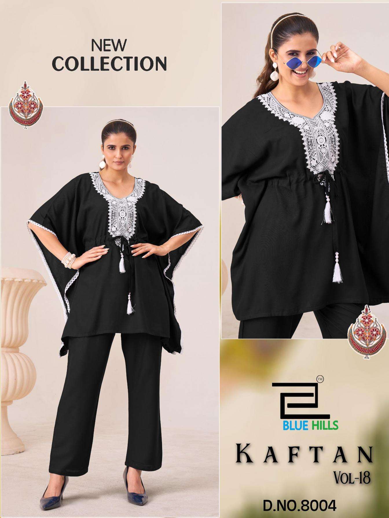 KAFTAN VOL-18 SERIES 5001 TO 5004 BY BLUE HILLS DESIGNER EMBROIDERY WORK RAYON KADTAN WITH PANT ARE AVAILABLE AT WHOLESALE PRICE