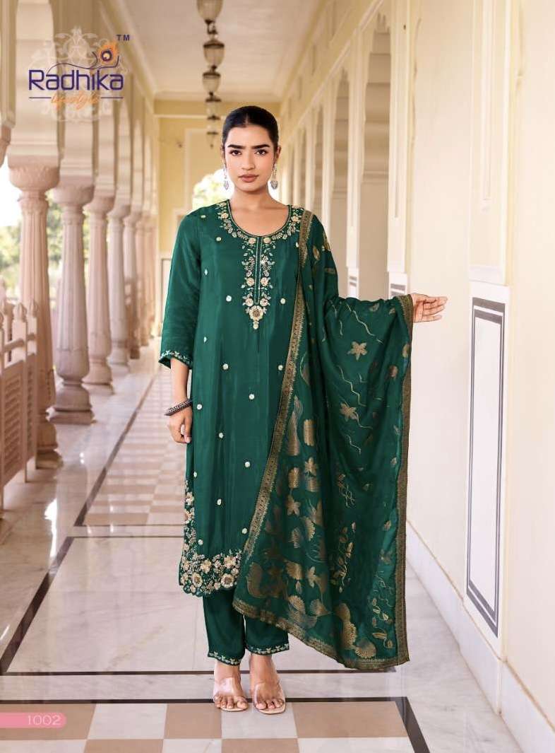 KALINI VOL-1 SERIES 1001 TO 1006 BY RADHIKA LIFESTYLE DESIGNER BEADS WORK SILK TOP WITH BOTTOM AND DUPATTA ARE AVAILABLE AT WHOLESALE PRICE