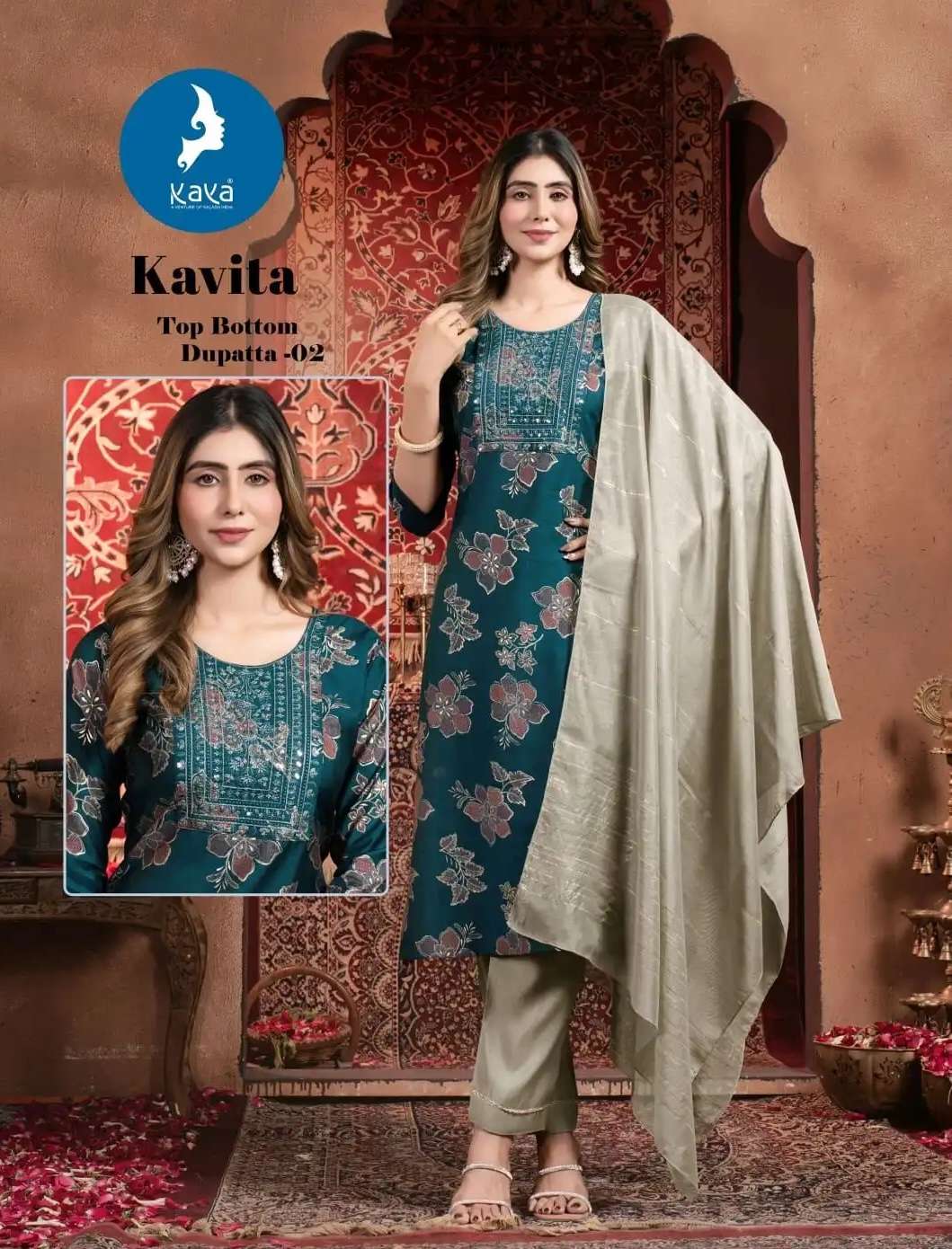 KAVITA SERIES 01 TO 06 BY KAYA DESIGNER PRINTED WITH FOIL VATICAN KURTI WITH BOTTOM AND DUPAATA ARE AVAILABLE AT WHOLESALE PRICE