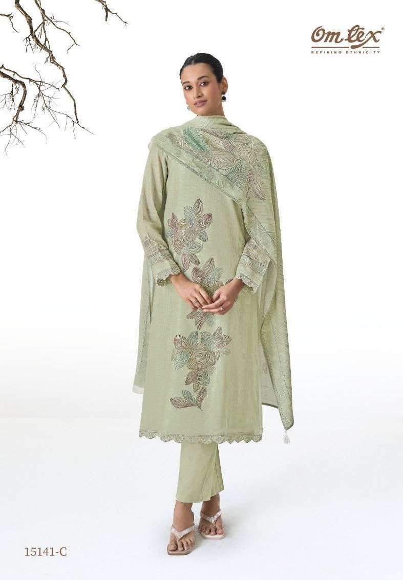 KYARAANI SERIES 15141 BY OMTEX DESIGNER DIGITAL PRINTED AND EMBROIDERY WORK COTTON SUITS ARE AVAILABLE AT WHOLESALE PRICE 