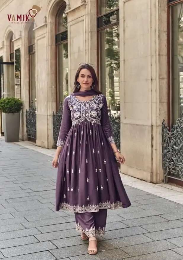 LAKHNAVI VOL-8 GOLD SERIES 1047E TO 1047H BY VAMIKA DESIGNER EMBROIDERY WORK RAYON TOP WITH PLAZZO AND DUPATTA ARE AVAILABLE AT WHOLESALE PRICE