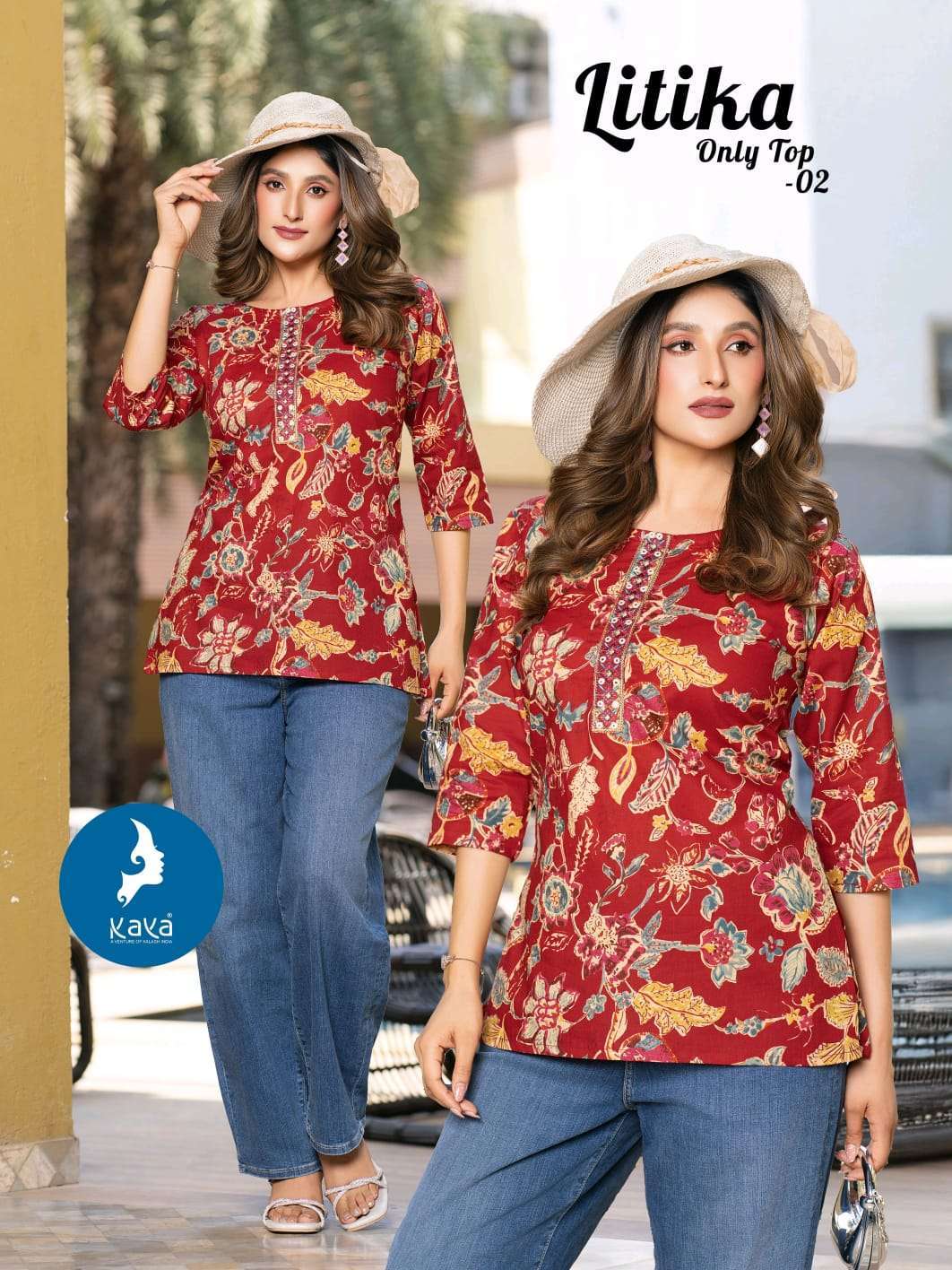 LITIKA SERIES 01 TO 06 BY KAYA DESIGNER PRINTED FANCY SHORT TOPS ARE AVAILABLE AT WHOLESALE PRICE