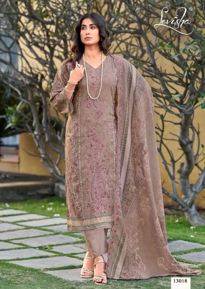 MADHUBALA VOL-13 SERIES 13013 TO 13018 BY LEVISHA DESIGNER CAMBRIC LAWN COTTON PRINTED AND WORK SUITS ARE AVAILABLE AT WHOLESALE PRICE