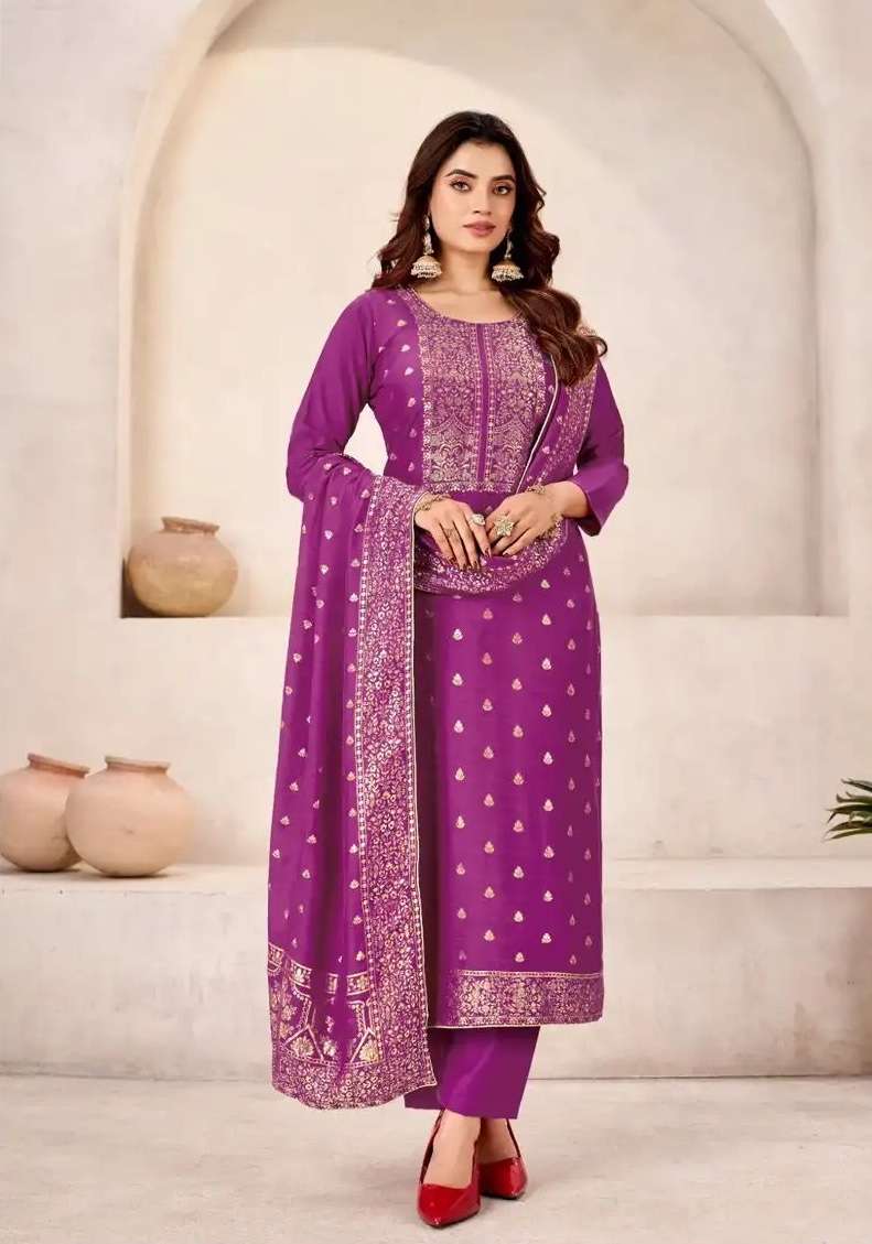 MAYRA SERIES 2101 TO 2104 BY TANISHK FASHION DESIGNER HAND WORK MUSLIN JACQUARD SUITS ARE AVAILABLE AT WHOLESALE PRICE