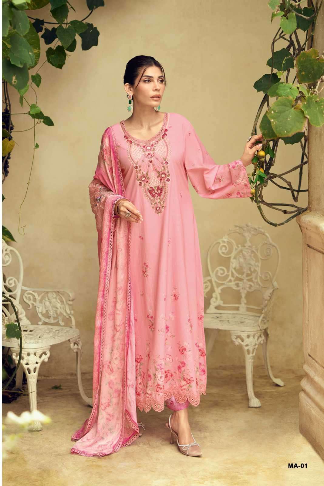 MORNING AIR SERIES 01 TO 04 BY VARSHA DESIGNER PRINTED AND EMBROIDERY WORK SWISS COTTON SUITS ARE AVAILABLE AT WHOLESALE PRICE 