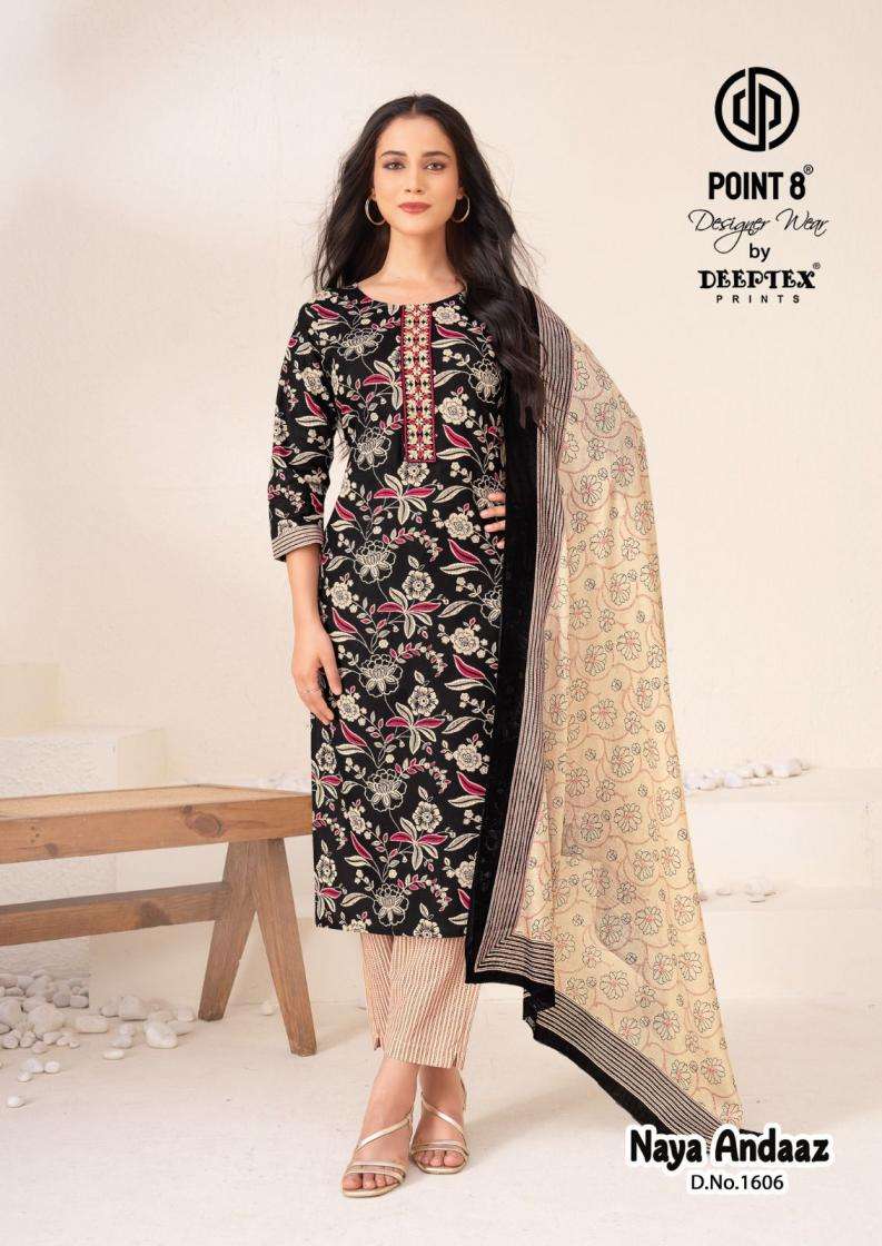 NAYA ANDAAZ VOL-16 SERIES 1601 TO 1610 BY POINT 8 DEEPTEX DESIGNER WITH PRINTED COTTON READYMADE SLAWAR SUITS ARE AVAILABLE AT WHOLESALE PRICE