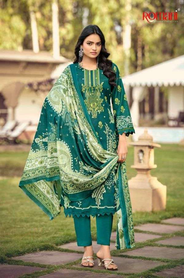 NEEDLE WONDER VOL-10 SERIES 1141 BY ROMANI DESIGNER PRINTED AND WORK SOFT COTTON SUITS ARE AVAILABLE AT WHOLESALE PRICE
