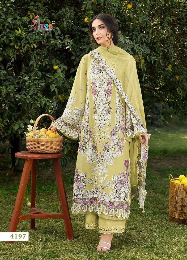 OMBRE PREMIUM VOL-6 SERIES 4195 TO 4200 BY SHREE FABS DESIGNER EMBROIDERY WORK COTTON SUITS ARE AVAILABLE AT WHOLESALE PRICE