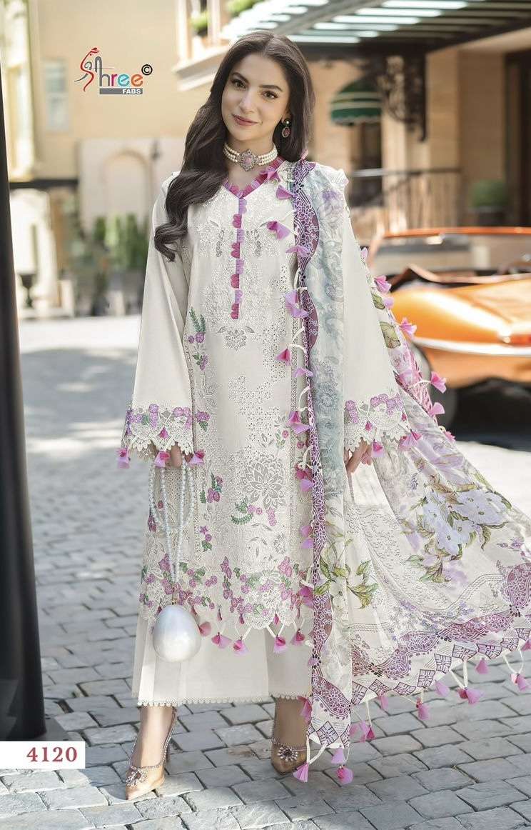 OMBRE STARLET COLOR COLLECTION SERIES 4120 BY SHREE FABS DESIGNER HEAVY EMBROIDERY WORK COTTON SUITS ARE AVAILABLE AT WHOLESALE PRICE
