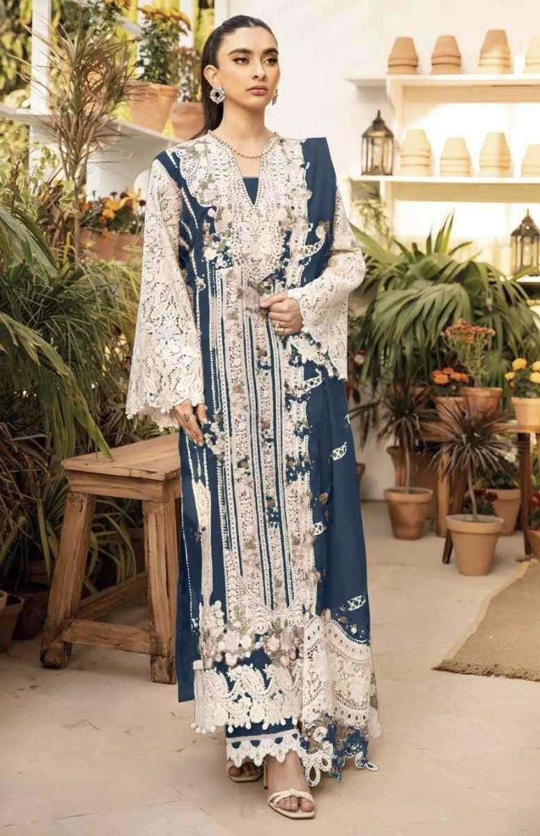 OMBRE VOL-5 SERIES 5001 BY SANIYA TRENDZ DESIGNER EMBROIDERY WORK COTTON SUITS ARE AVAILABLE AT WHOLESALE PRICE 