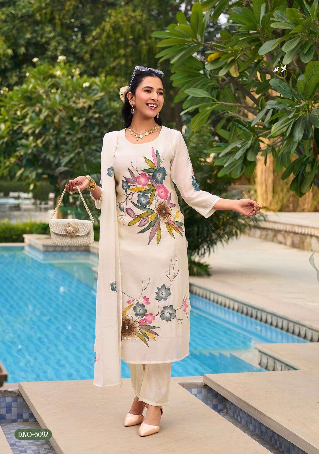 PATTERNS VOL-4 SERIES 5091 TO 5096 BY ANJU FABRICS DESIGNER BRUSH PRINT AND KATHA WORK MUL CHANDERI TOP WITH BOTTOM AND DUPATTA ARE AVAILABLE AT WHOLESALE PRICE