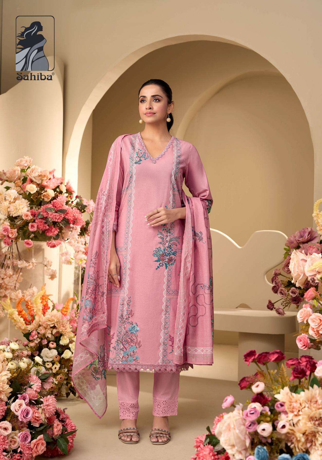 PHOOL DRAMA SERIES 300 BY SAHIBA DESIGNER DIGITAL PRINTED WITH HAND EMBROIDERY AND EMBROIDERY WORK COTTON SUITS ARE AVAILABLE AT WHOLESALE PRICE