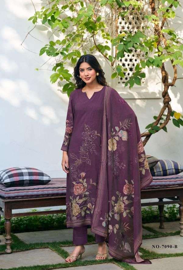 PRANAVI SERIES 7090 BY SIMAR DESIGNER DIGITAL PRINTED AND HAND WORK MUSLIN MODAL SUITS ARE AVAILABLE AT WHOLESALE PRICE