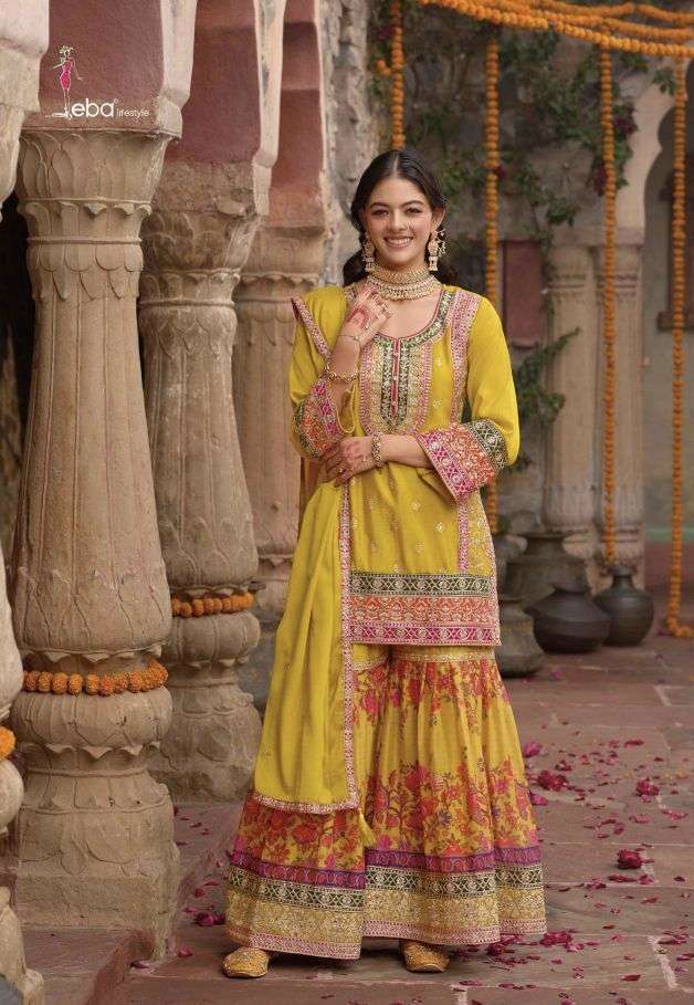 RANG VOL-2 NX SERIES 1826 TO 1827 BY EBA DESIGNER EMBROIDERY WORK READYMADE CHINON SUITS ARE AVAILABLE AT WHOLESALE PRICE