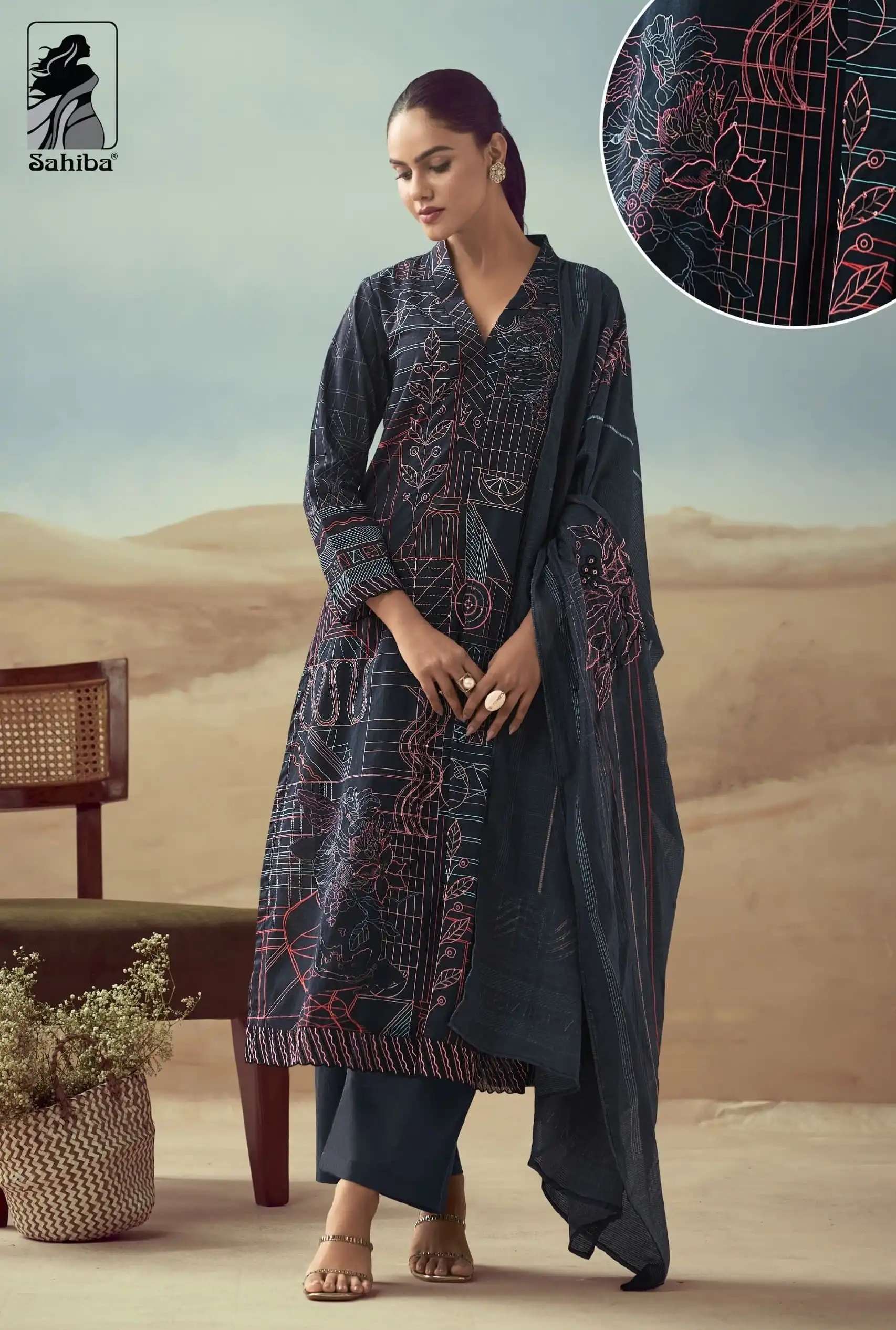RASHI SERIES 1500 BY SAHIBA DESIGNER DIGITAL PRINTED WITH EMBROIDERY AND HAND WORK COTTON LAWN SUITS ARE AVAILABLE AT WHOLESALE PRICE